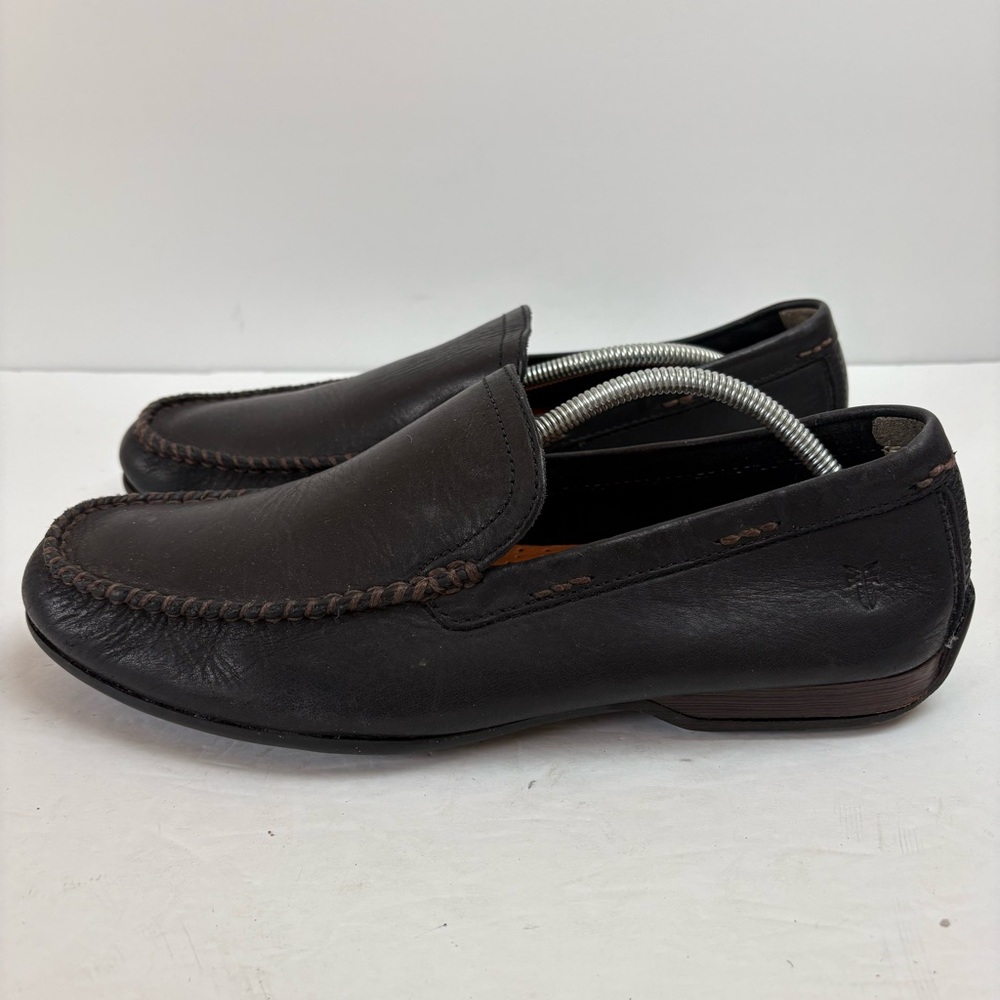 Frye Lewis Venetian Black Leather Loafers Slip-on Driving Shoe Moccasin 10.5